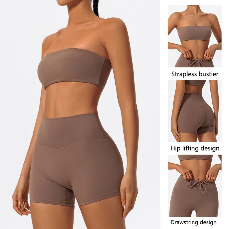 Summer Two Piece Fitness Sports Set Women Workout Yoga Outfit Strapless Bra Woman 2Ps Gym Crop Top Deportivos Mujer Gym Suits 260626 - view 3