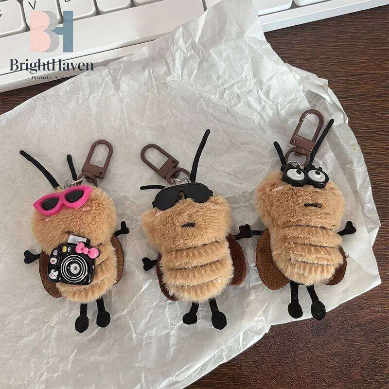 1/3Pcs Cute Cockroach Doll Keychain Creative Stuffed Animal Keyring School Bag Pendant Backpack Hanging Decoration Lovely Gift 26Y0626 - view 6