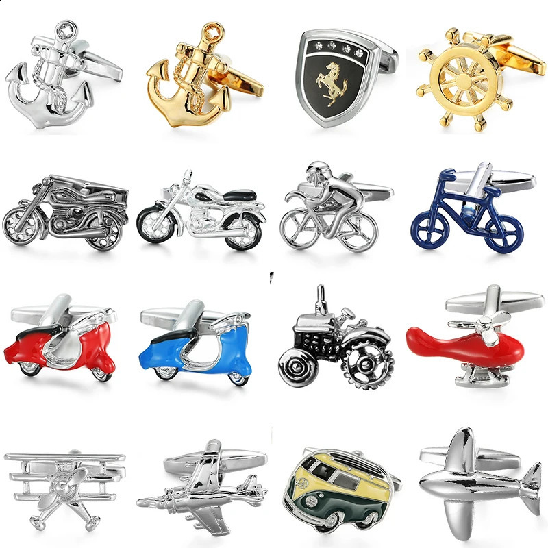 High quality bus airplane bicycle motorcycle cufflinks mens French shirt badges ship anchor cufflinks factory direct wholesale 260626