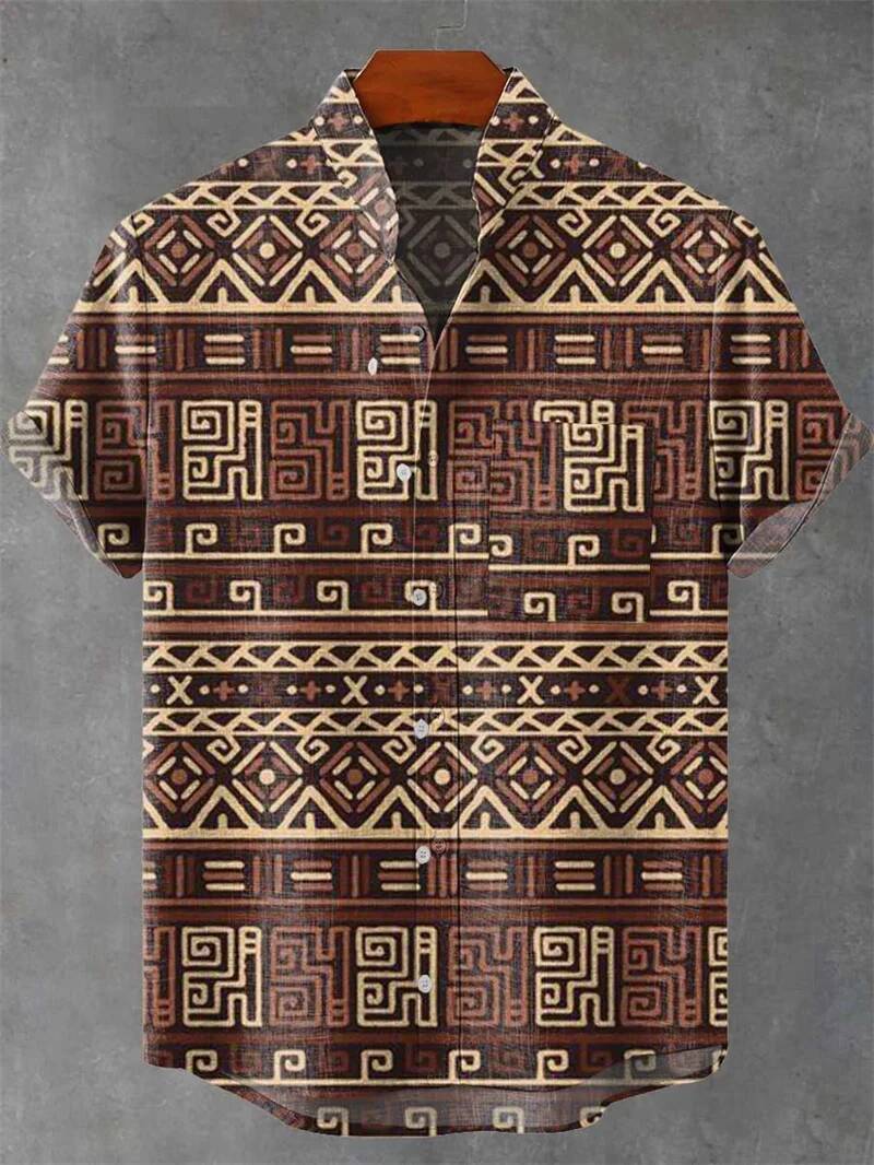 Men's Casual Shirts Polo New Vintage Ethnic Tribal Short Sleeve Mesh Top Casual Holiday Fashion Men's Shirt Hawaii - view 9