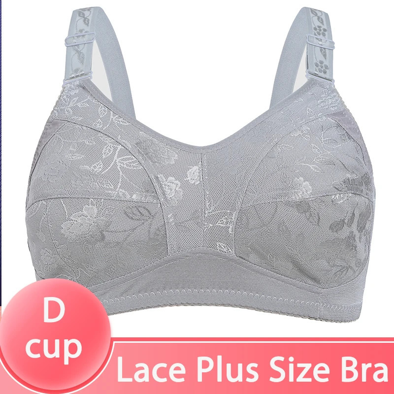 Black Big Women Bras Plus Size Lace Bra For Unlined Full Coverage Thin Wireless Adjustedstraps D Cup Comfort WomenBras 260626