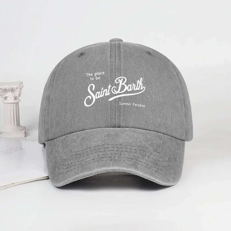 Saint Barth "The Place To Be" Print Washed Baseball Cap Adjustable Unisex Summer Vacation Sun Hat W260626 - view 5