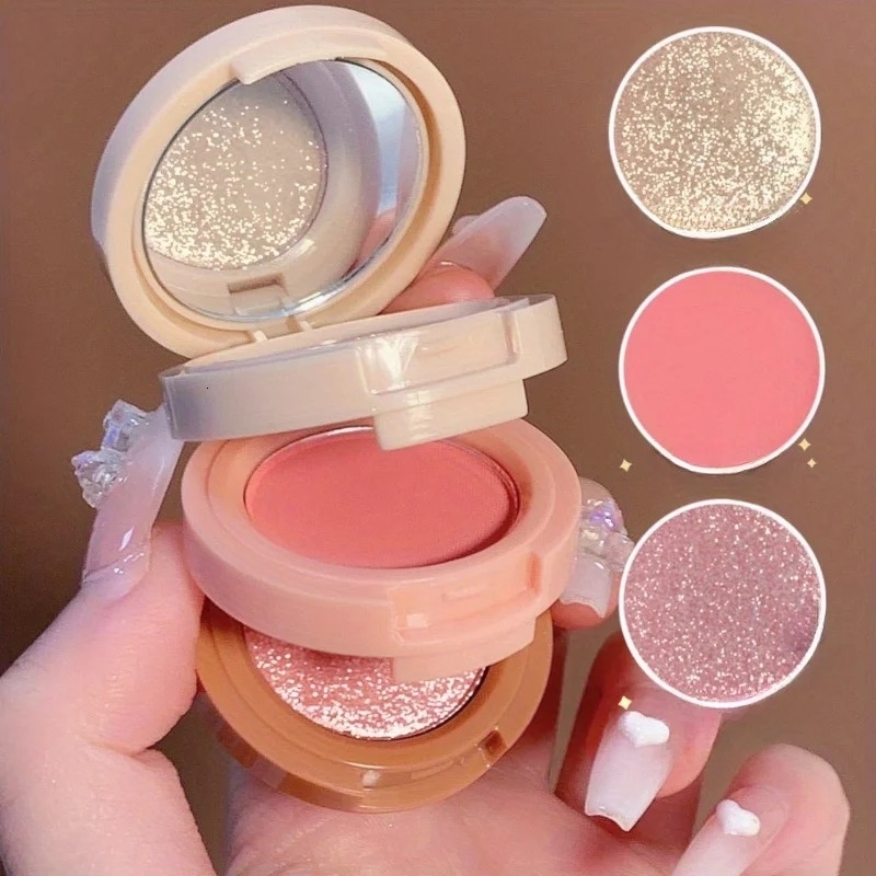 3in1 Blush Palette Pressed Highlighter LongLasting Waterproof Matte Shimmer Makeup y260615