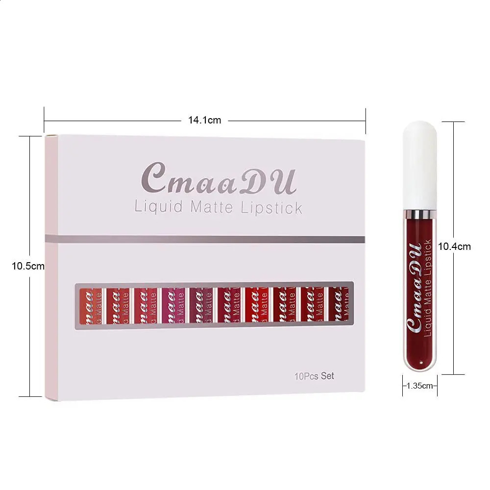 CmaaDu 6pcs/10pcs/set velvet matte durable waterproof easy color non-stick cup texture silky saturation high lip gloss 260626 - view 5