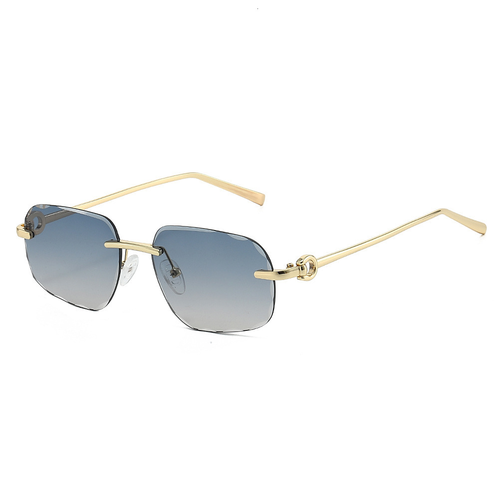 26 Fashionable Vintage Square Men's UV Protection Gradient Women's Sunglasses Rimless Wavy Edge Metal Sun Glasses - view 5
