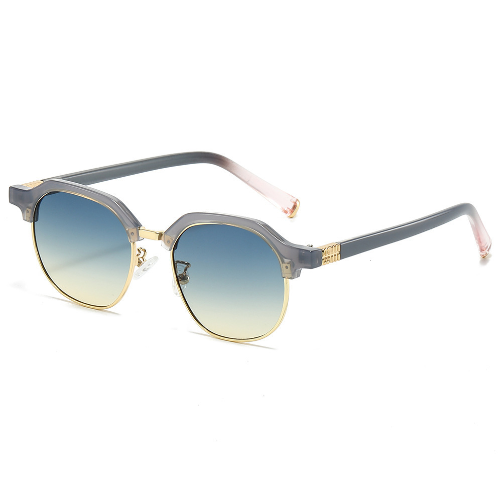 2026 New European And American Korean Oval Half-Frame Eyebrow Retro Unisex Ins Trend Street Style Sunglasses - view 3