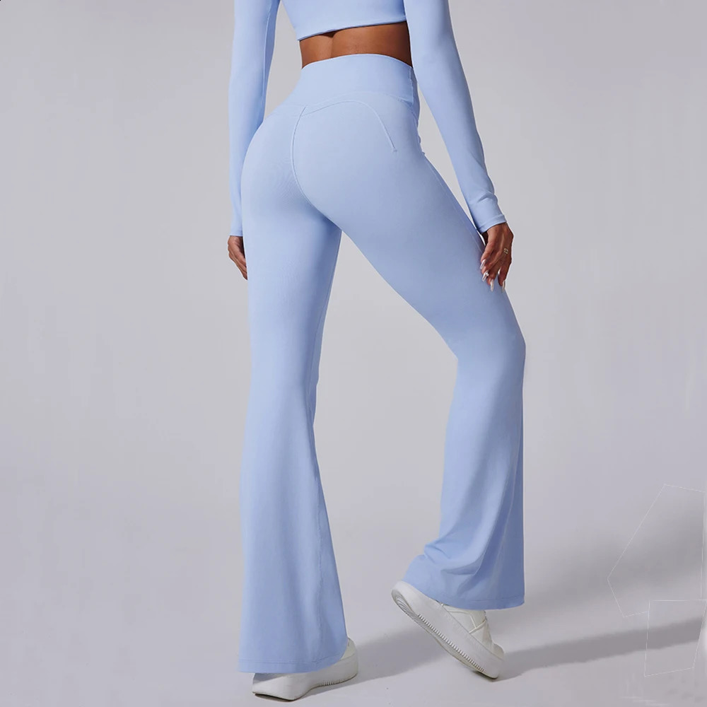 Women High Waist Flared Leggings Gym Fitness Yoga Pants Workout Runing Sport Leggings Womens Control Tummy Yoga Wide Leg Pants 260626 - view 3