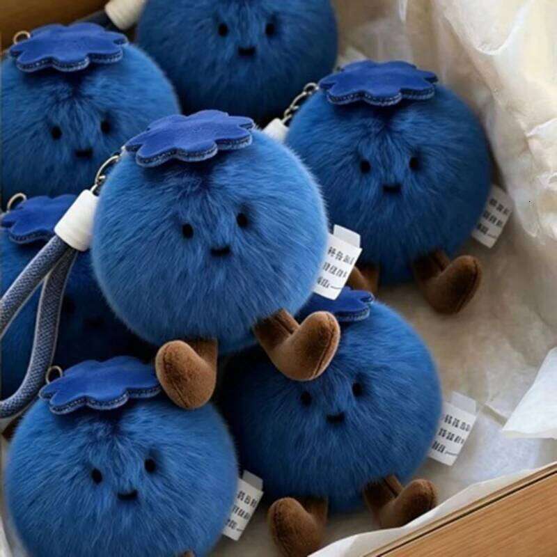 Fluffy Blueberry Plush Keychain Soft Stuffed Doll Toy Bag Pendant Phone Charms Mean 'Block Bad Luck', Home Decor Ornament Gift 26Y0626 - view 6