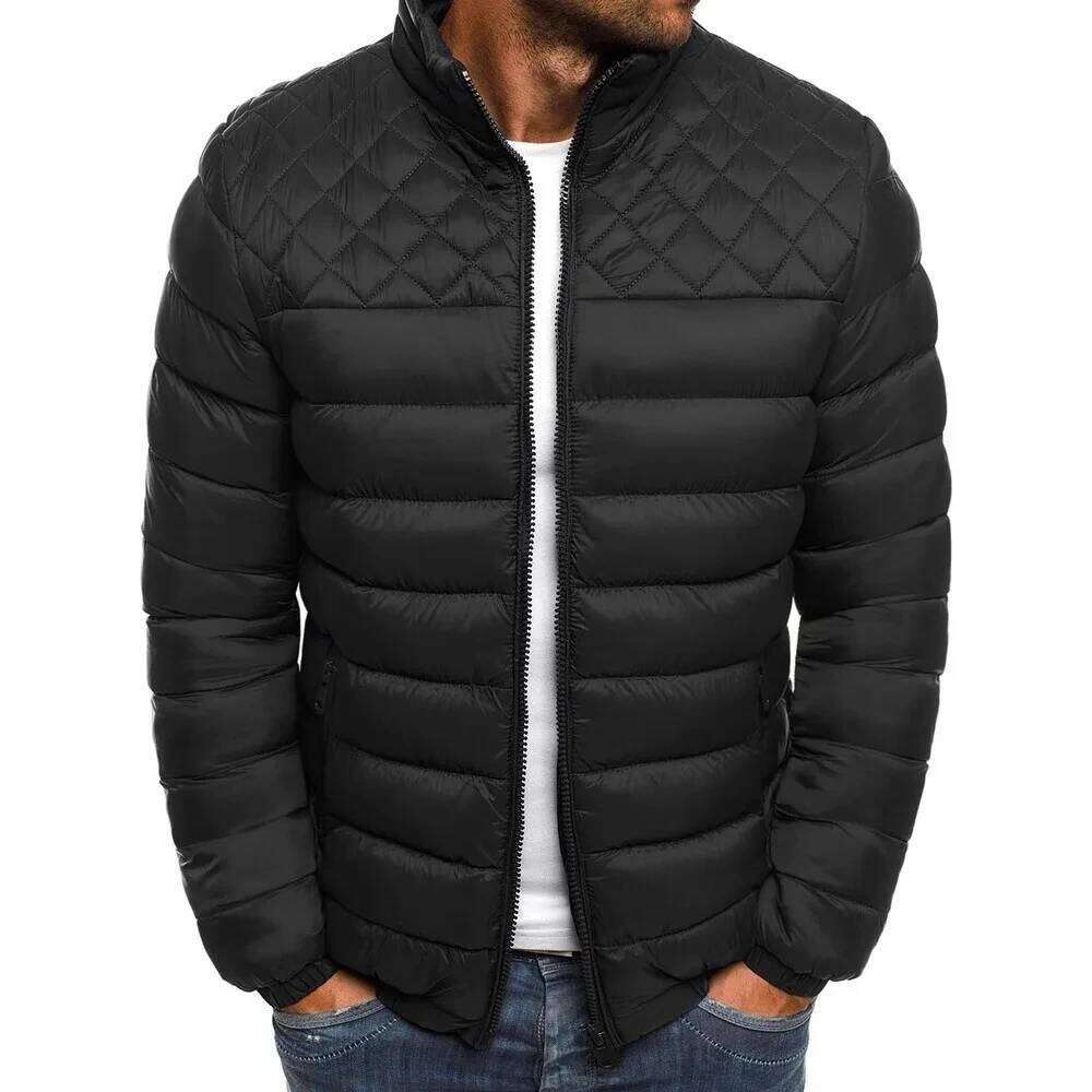 Winter Solid Color Casual Men's Thin Chain Skiing Thick Street Clothing Fashion Zipper Warm Jacket J260626 - view 4