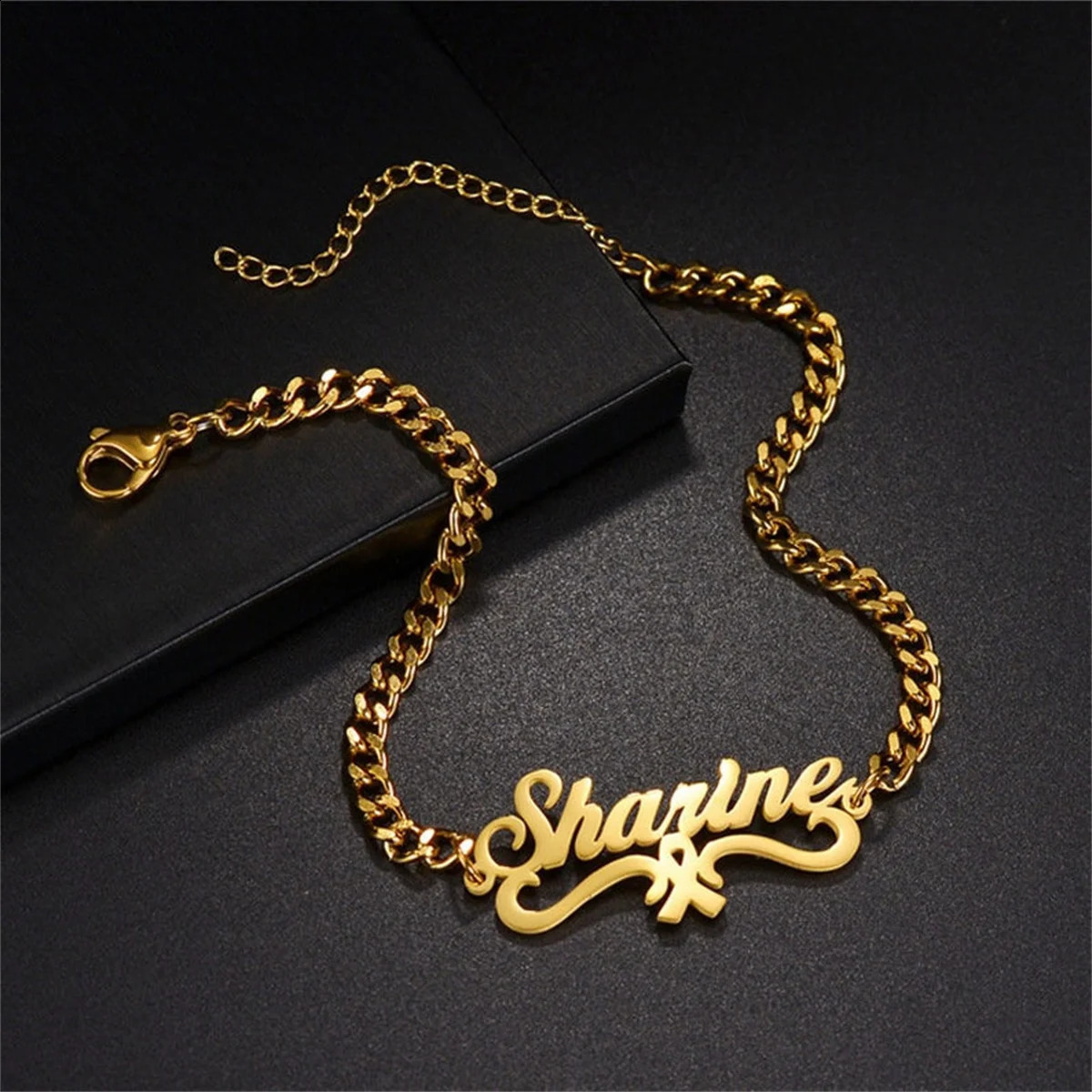 Custom Name Heart Anklets For Women Stainless Steel Customized Sign Number Cuban Chain Ankle Jewelry Personalized Gifts 260625 - view 3