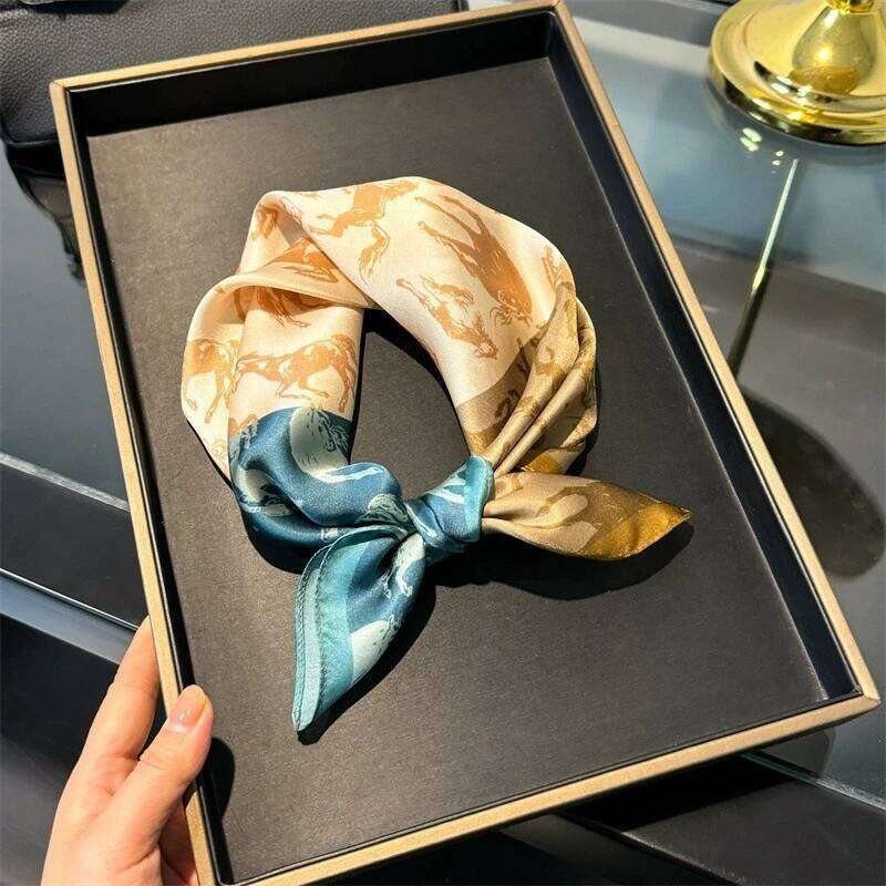 100% Pure Silk Scarf Women Neck Hair Band Foulard Square Small Headband 2026 Fashion Print Neckerchief Scarves Bandana 53*53cm 26Y06226 - view 6