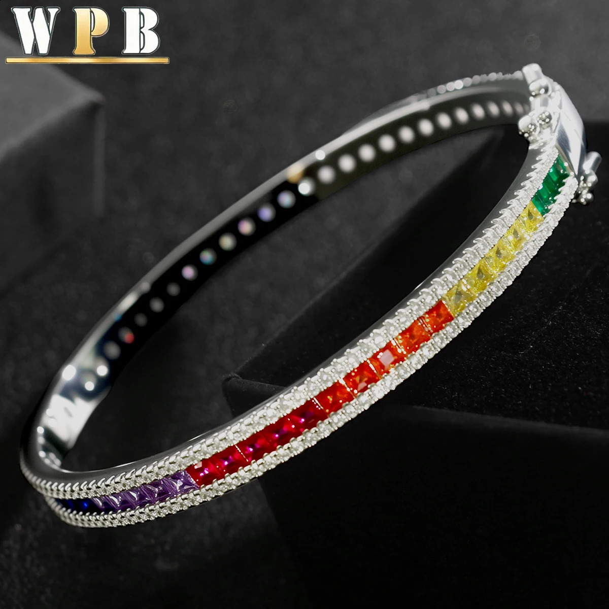 WPB y Style Colorful Zircon Bracelet for Women Platinum-Plated Push-Pull Clasp Stylish for Daily/Dates/Light Business Wear 260626