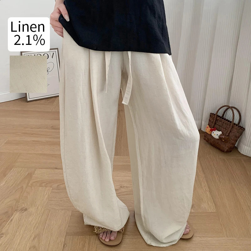 Summer Harajuku Linen Balloon PantsHigh Waist Draped Slimming Womens Wide pantsNatural Lightweight Breathable trousers 260625 - view 6