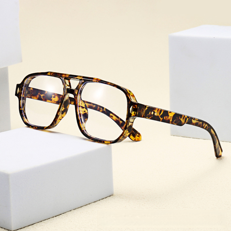 Men's Designer Fashion Double Beam Rice Nail Pilot Men's Casual Square Box Glasses Trend Anti Blue Light High-end Feeling Eyeglass Frame Squ - view 7