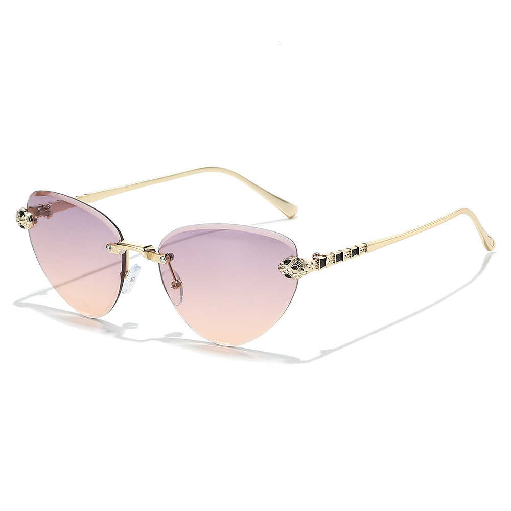 2026 New Cat-Eye Fashion European And American Style Personalized Rimless Ins Fox Triangle Sunglasses For Women - view 5