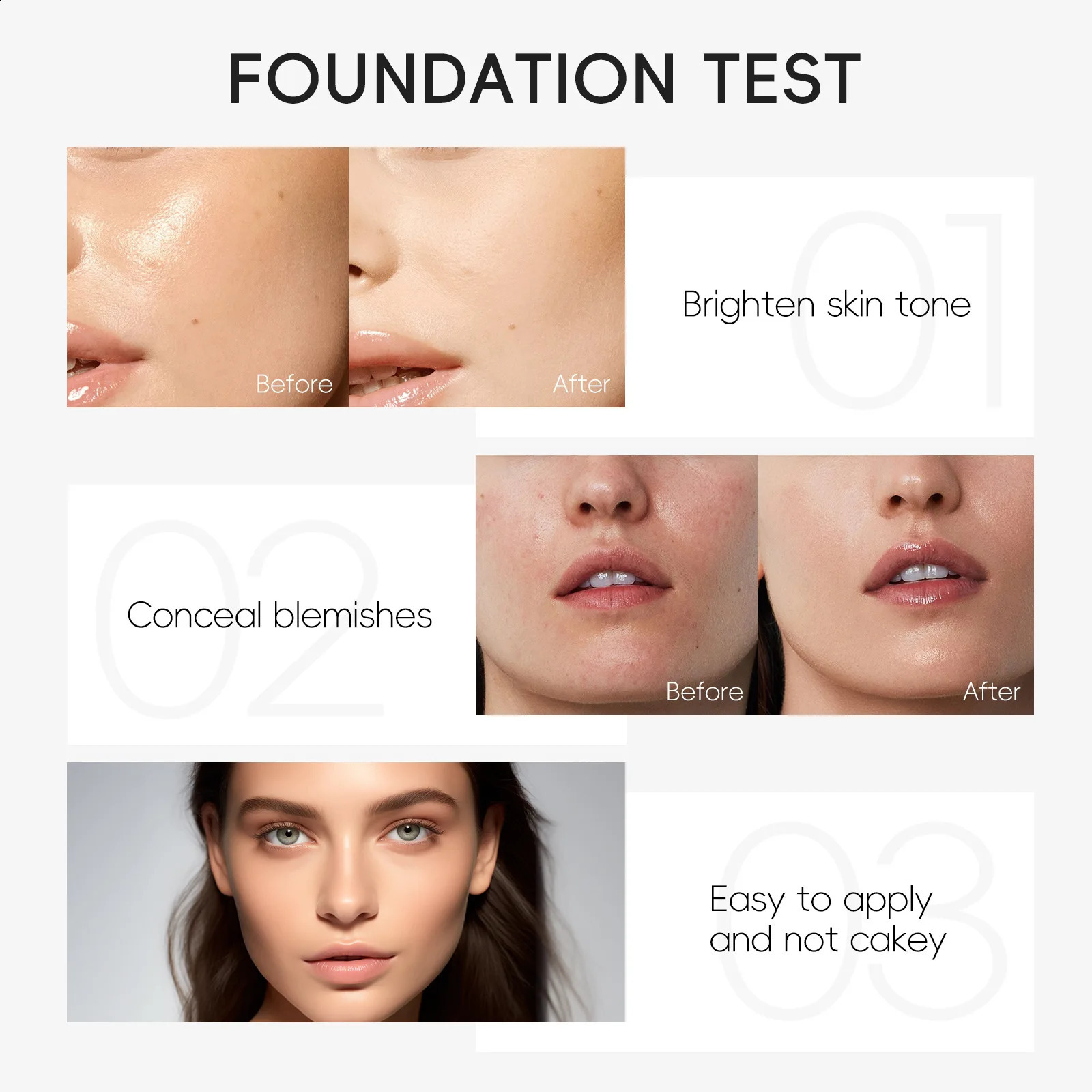 LAIKOU Liquid Foundation Multiple Shades Hydrating Natural Finish Creamy Full Coverage Makeup Base Long Lasting Wear 30ml 260625 - view 6