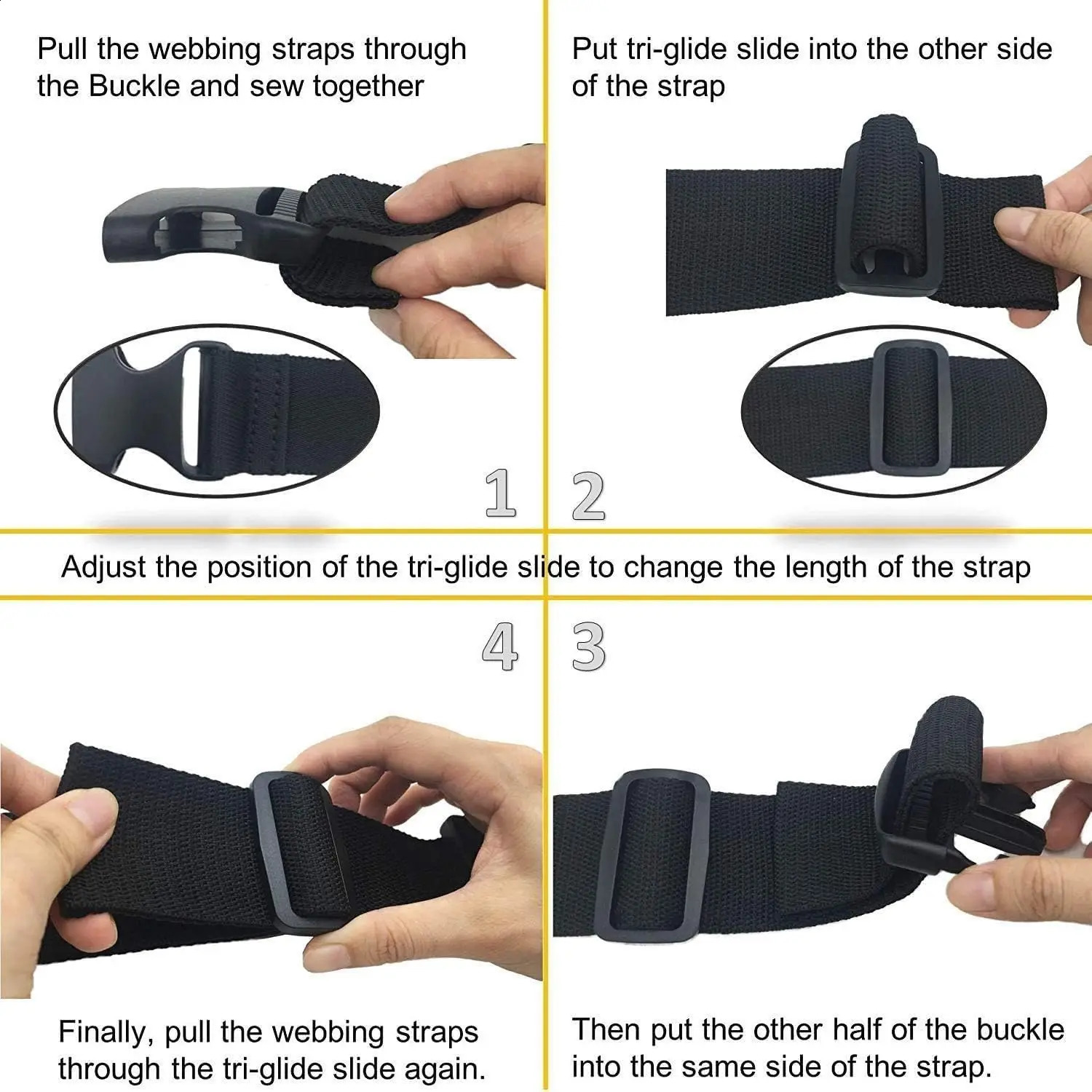 4M Nylon Webbing Strap Band with Flat Side Release Buckles Tri-Glide Slides for DIY Luggage Strap and Backpack Buckles and Strap 260626 - view 5