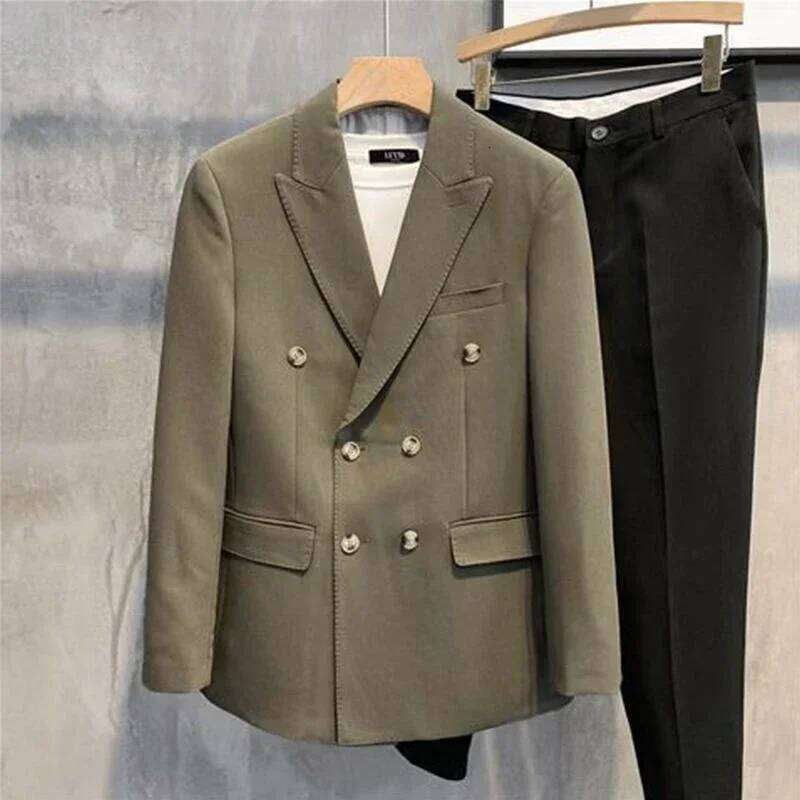 Dress Jackets Men's Suit Business Thin Double Breasted Coat Male Blazer Slim Fit Clothing Spring Clothes High Quality Summer 26L0626 - view 4