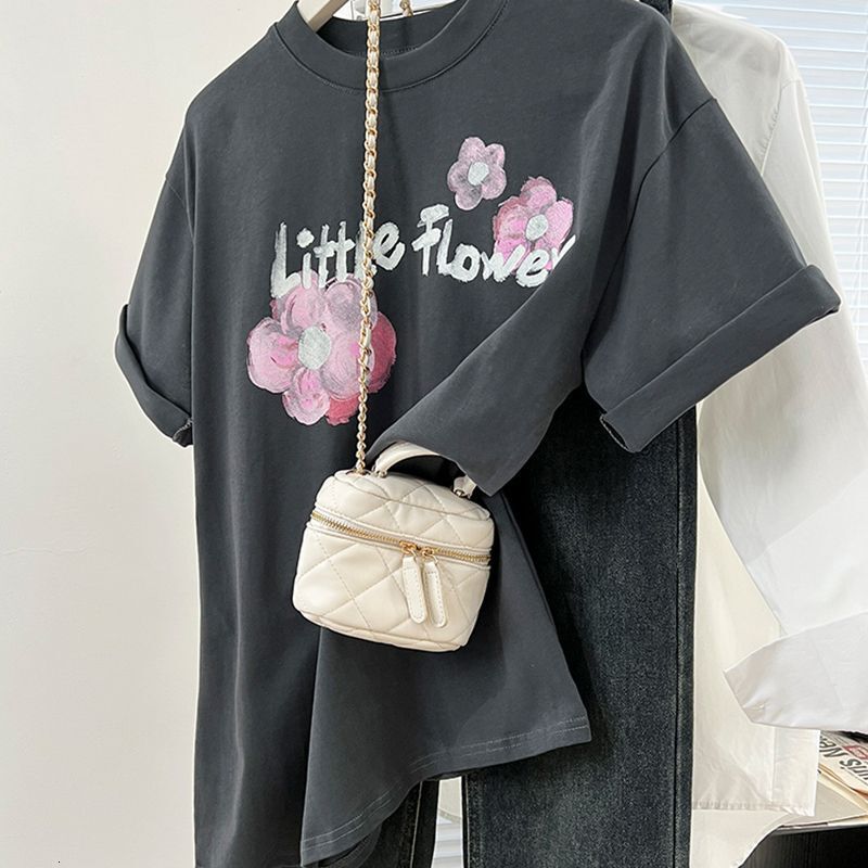 Gray Short Sleeve T Shirt With American Retro Floral Print Women S Summer Design Niche Style Loose Fit Top - view 3