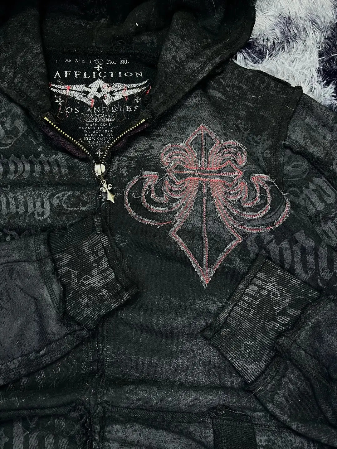 Gothic Dark style Affliction Fashion Hoodie Skull Oversize Zipper Hoodie Men Women Hip Hop Casual Sweatshirt Personality Hoodie 260626 - view 5