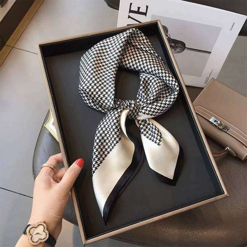 Fashion Print Square Scarf Hijab For Women Girls Satin Silk Bandana Muslim Headband Neckerchief Hair Band Wrap Shawls Foulard 26Y06226 - view 5
