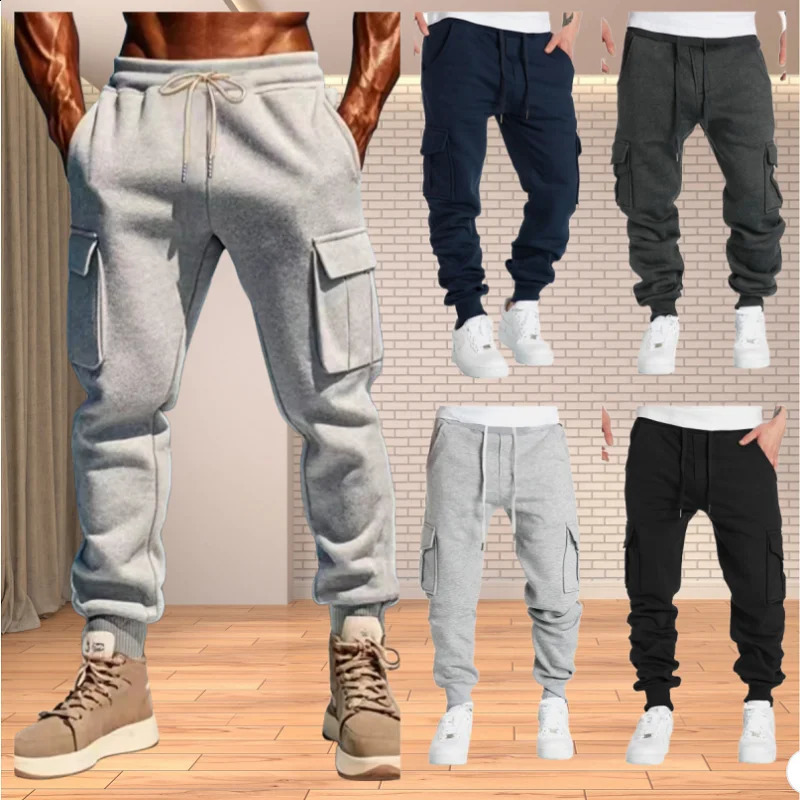 Mens Casual Cargo Sweatpants Spring/Autumn S-2XL Waist Drawstring Joggers Hiking Tactical Pants for Men with Pockets 260623