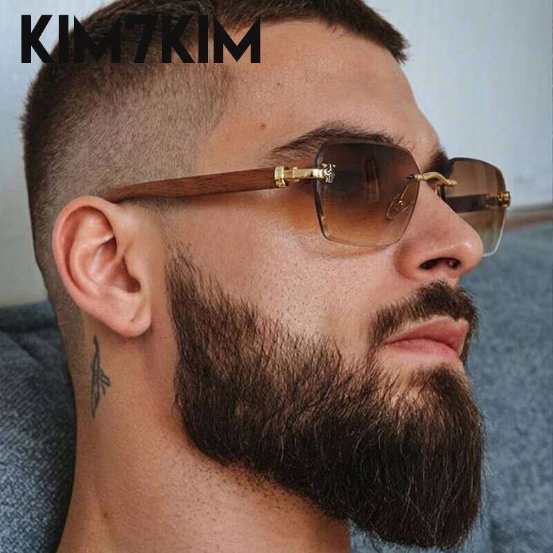 Square Rimless Photochromic Sunglasses Men Vintage Sun Glasses 2026 Luxury Designer Shades Male Cut Lenses Frameless Eyewear 26Y0626 - view 5