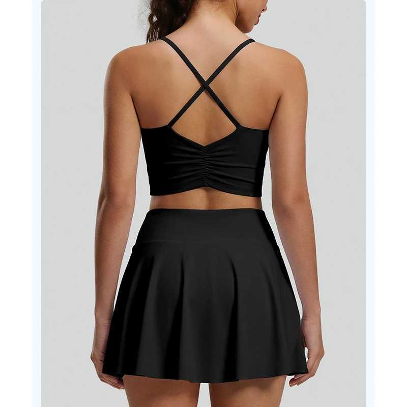 2 Feeling Women Piece Naked Yoga Set Crisscross Cami Top with Built-in Pads Breathable Workout Set for Pilates Running M260626 - view 6