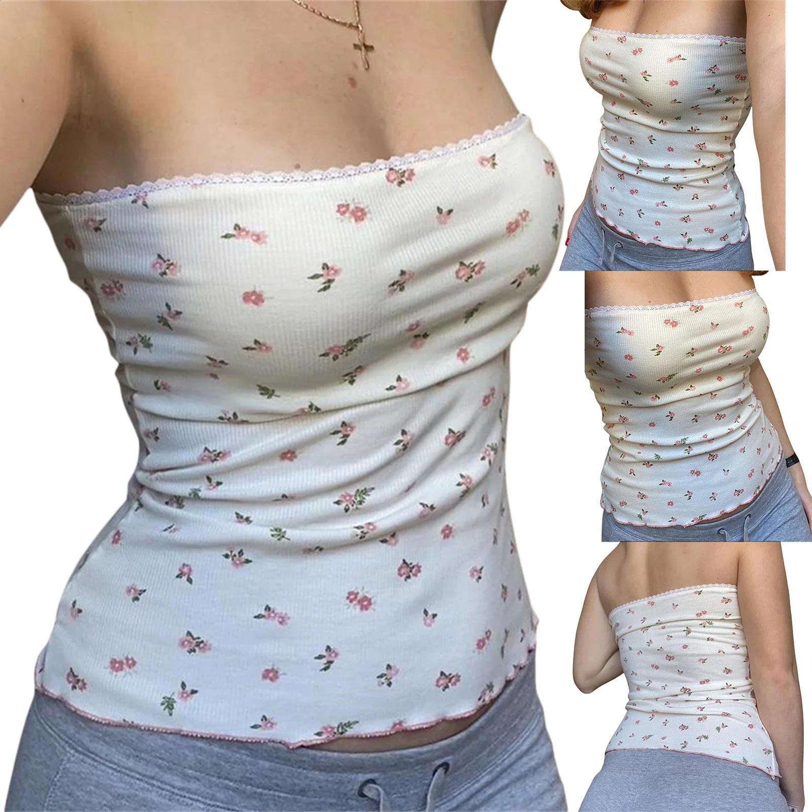 Women Casual Tube Top Strapless Backless Flower Print Summer Ladies Vest for Club Party 260616 - view 6