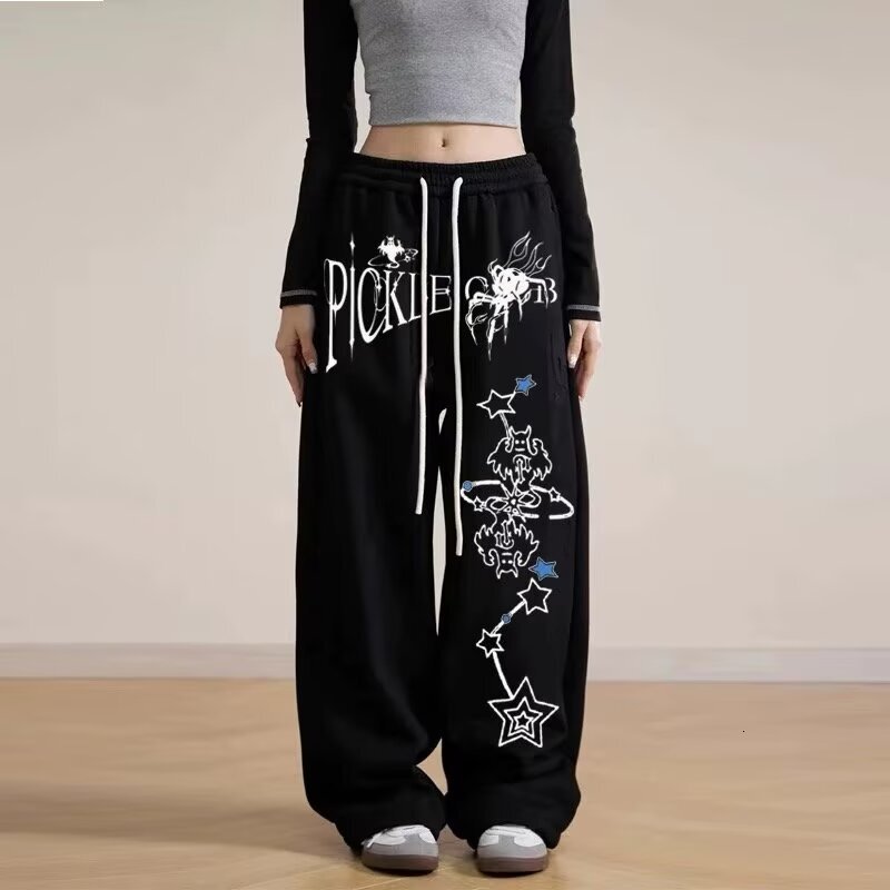 Men's Jazz Dance Women's Hip-Hop Straight Casual Pants Spring Autumn American High Street Cool Wide-Leg Sweatpants