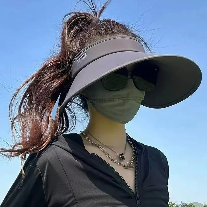 Womens Large brimmed Sunscreen Hat Summer Sunscreen Hat Womens Empty Top Sunscreen Hat Double sided Ice Silk 260625 - view 3