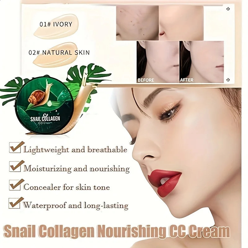 Snail Collagen BB Cream Mushroom Head Air Cushion CC Cream Face Concealer Brightening Moisturizing Foundation Cream Waterproof 260625 - view 6