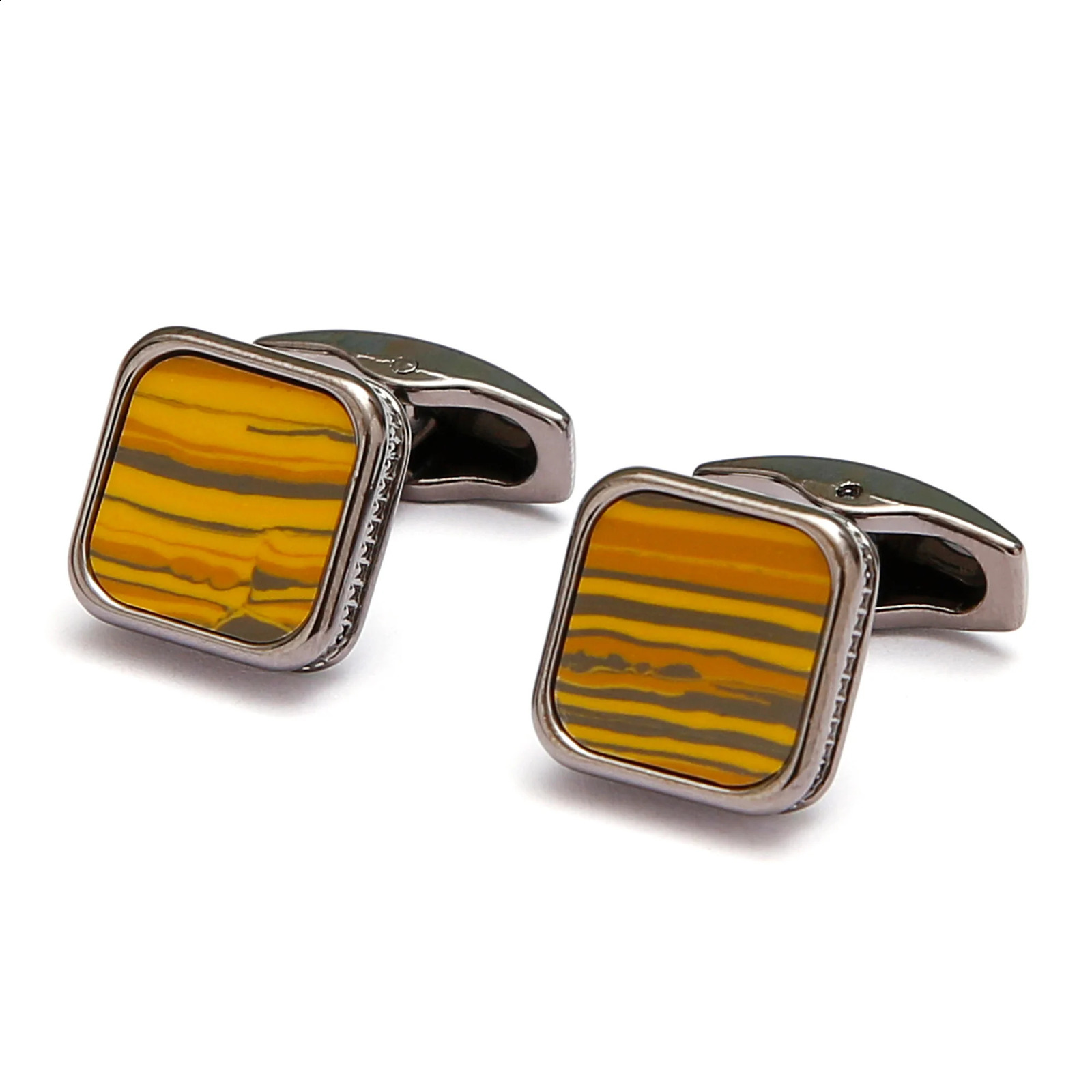 TOMYE Square Tiger Eye Pattern Cufflinks Alloy Metal Cuff Links for Mens Dress Shirts Business Wedding Party Gift 260626 - view 7