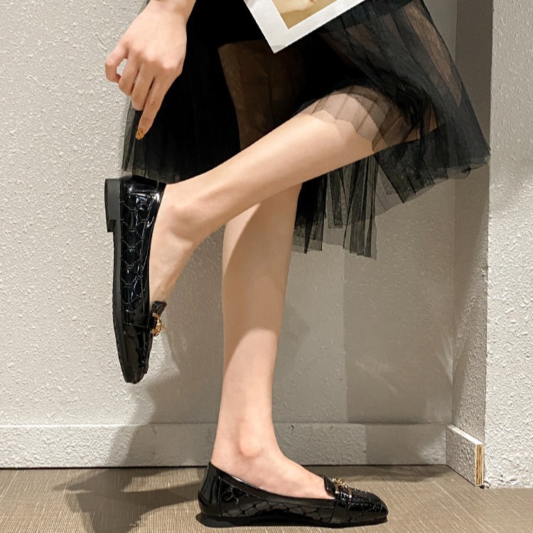 Luxury Shoes 2026 Women's Square Toe Flat Comfort Leather Shoes, Soft Cushion Smooth Patent Leather Buckle Strap Flats with Embroidery Size 33-43 - view 4