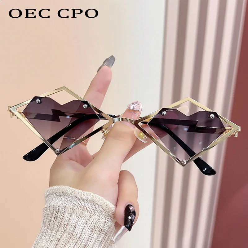Metal Frames Heart Rimless Sunglasses Women Men Steampunk Sun Glasses Female Gradient Hip Hop Eyewear UV400 Shades 260626