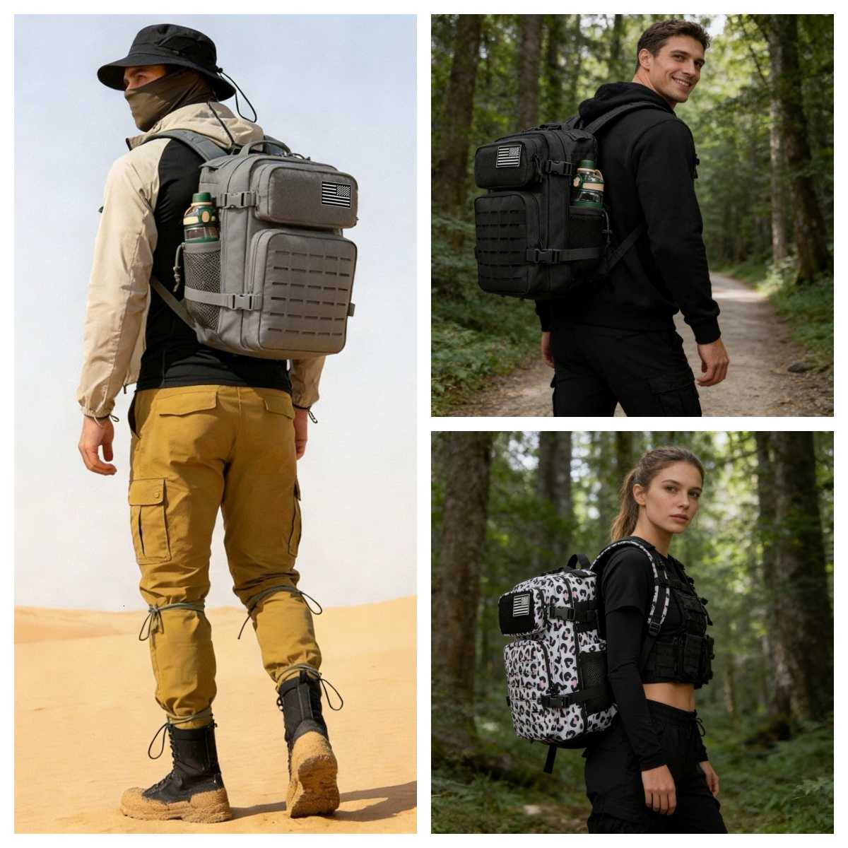 Versatile 25L Tactical Fishing Durable Backpack MOLLE Webbing Dual Side Bottle Pockets Unisex Daily Carry Oly Outdoor Hiking Bag M260626