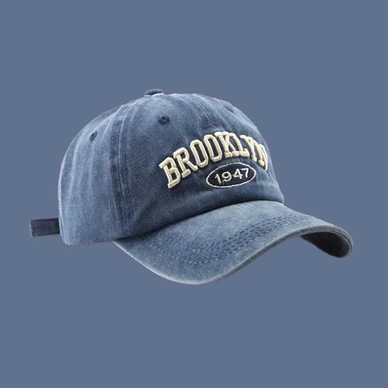 Season New Fashion Unisex Four tideway Baseball Outdoor Casual Retro Washed Cotton BROOKLYN 1947 Embroidered SnapSunHat M260626 - view 6