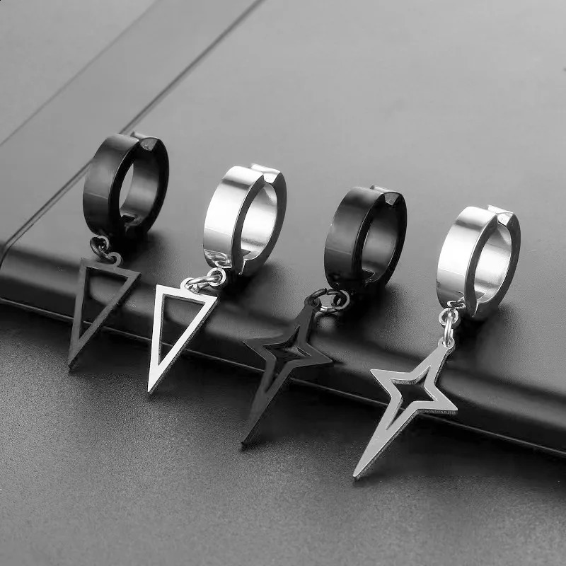1Pair Clip On Hoop Earrings For Men Women Stainless Steel No Piercing Earring Ear Silver Black Colors Huggie 260623
