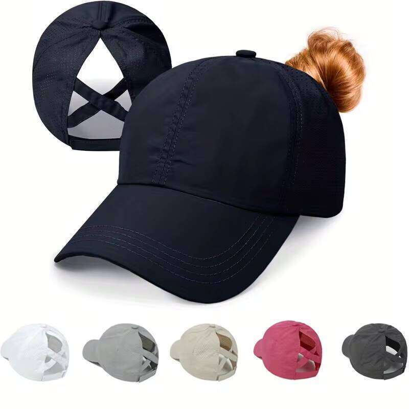 Women's Cross Ponytail Baseball Cap Suitable for Men Women Adjustable Design Breathable and Quick-drying Mesh Visor Hat W260626 - view 5