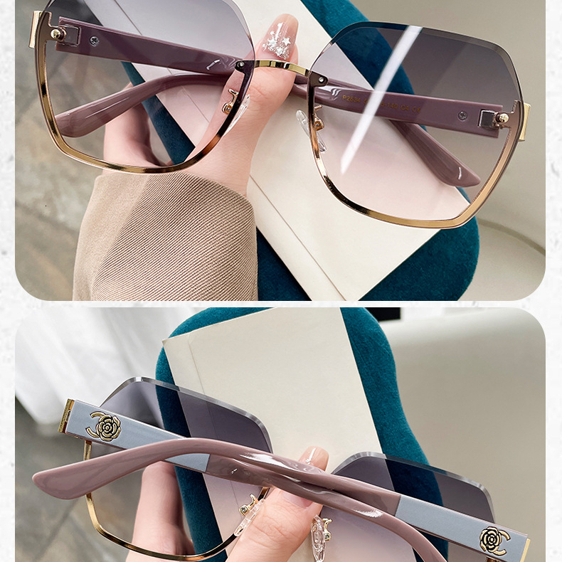 New Women's Designer Round Frame Small Fragrant Luxury Women's Sunglasses Women's Box Sunglasses Personalized Internet Celebrity UV Pro - view 7