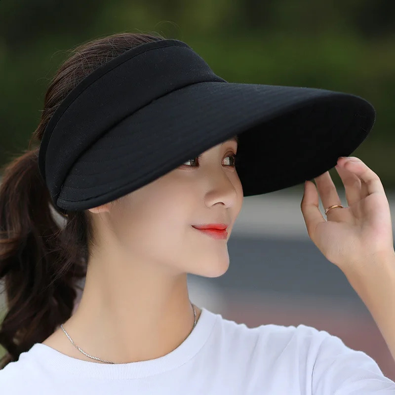 women summer sun visor wide-brimmed hat beach hat adjustable UV protection female cap packable 260625 - view 4