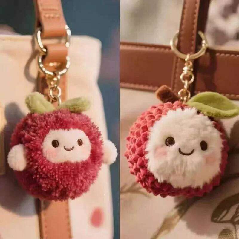 New Lychee Key Chain Cute Fruit Plushies Keychain,Soft Stuffed Plush Keyring Toys for Kids Backpack, Purse 26Y0626 - view 6