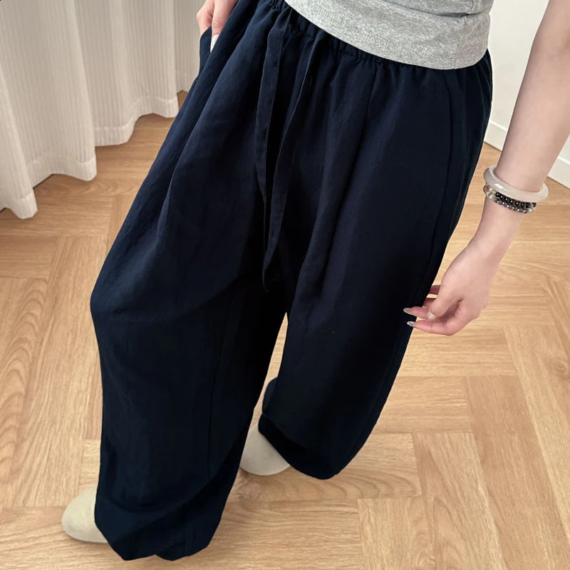 Summer Harajuku Linen Balloon PantsHigh Waist Draped Slimming Womens Wide pantsNatural Lightweight Breathable trousers 260625 - view 5