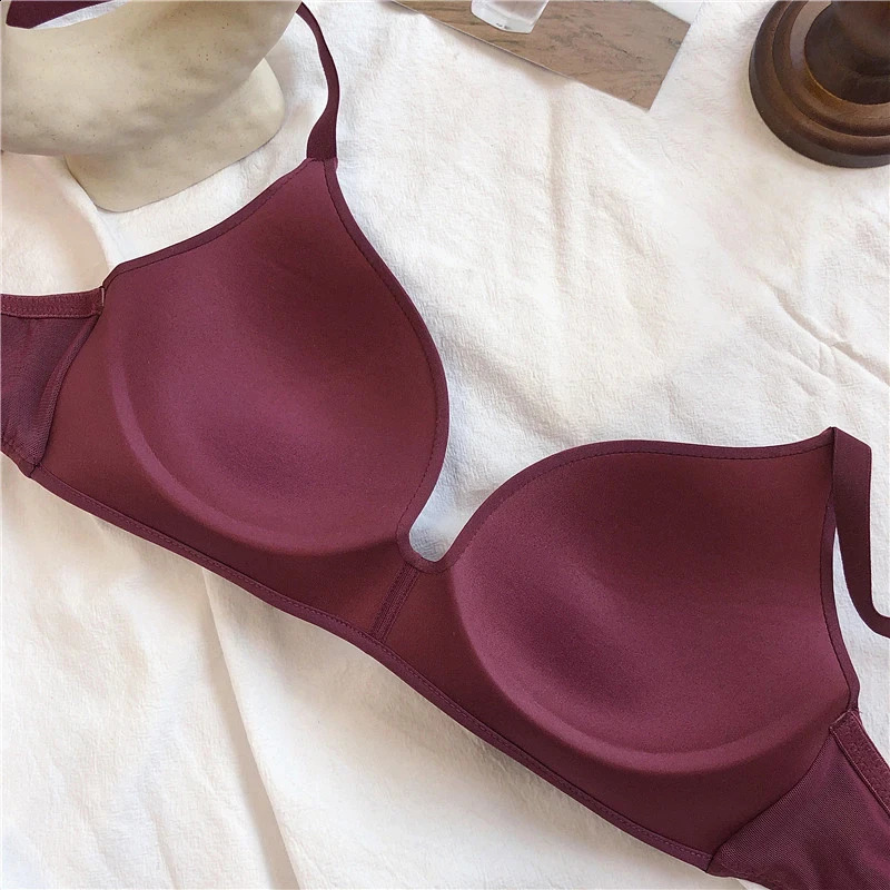 Ultra Thin Sexy Ice Silk Wireless Bra For Women Gather Underwear Push Up Simple Lingerie Seamless Brassiere Bralettle 260626 - view 7