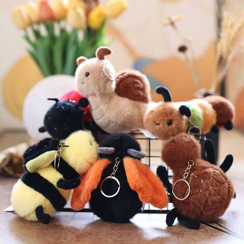 * Hot Sale 1Pc Small Plush Toy Keychain Cute Snail Bee Keyring Creative Stuffed Doll Bag Pendant Birthday Gift 26Y0626 - view 3