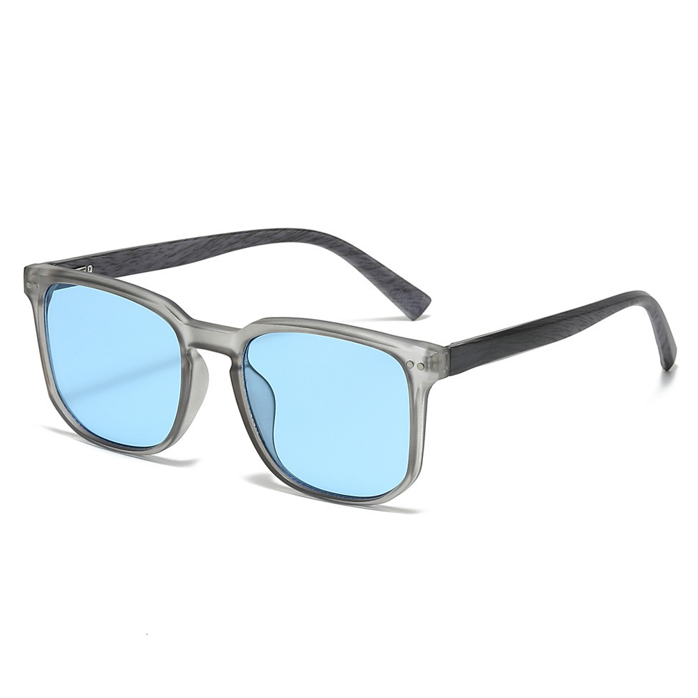 New European And American Vintage Square Frame Fashion Sunglasses, Retro Simple Wood Grain UV Protection Glasses - view 6
