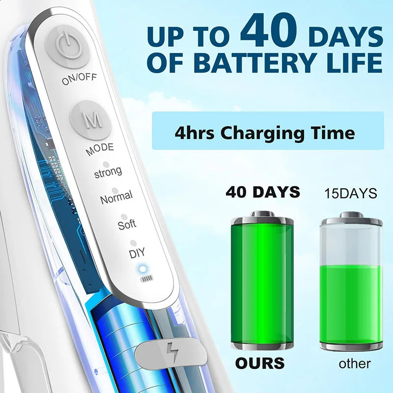 Powerful Battery Portable Electric Pick Ipx7 3 Modes Waterproof Toothbrush Combo Braces Kids Oral Irrigator Water Dental Flosser 260626 - view 6