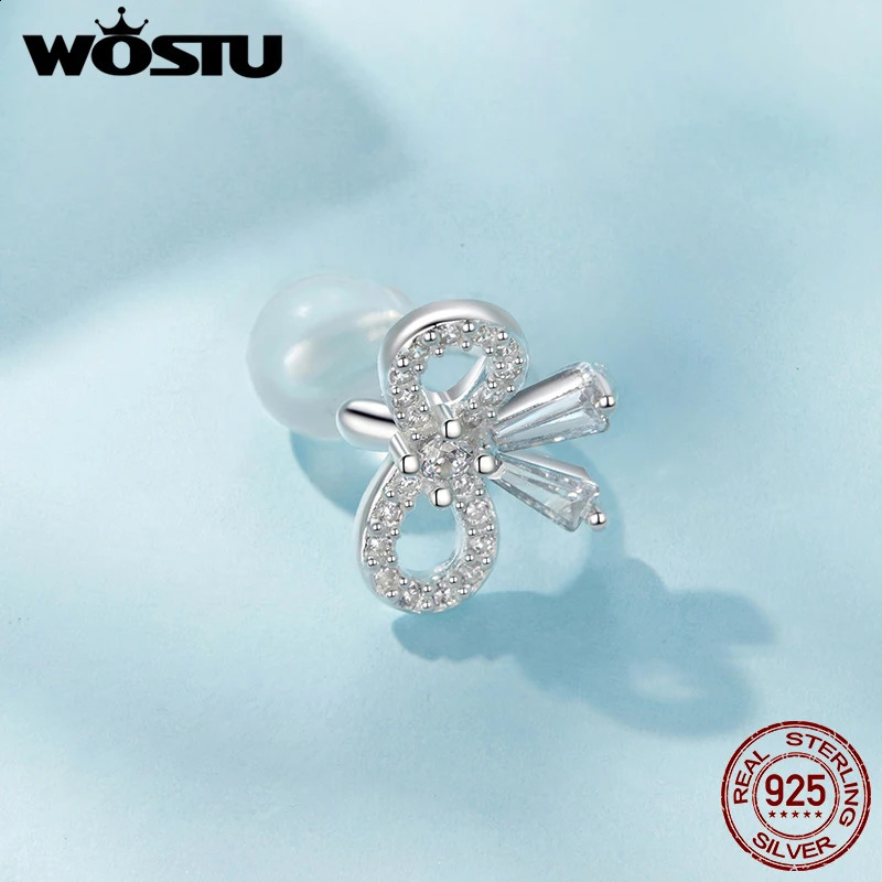 WOSTU 925 Sterling Silver Zircon bow knot MonoEar Cuff for Women Wedding Ear Clip Allmatch Jewelry Gift 1 Piece 260623 - view 6