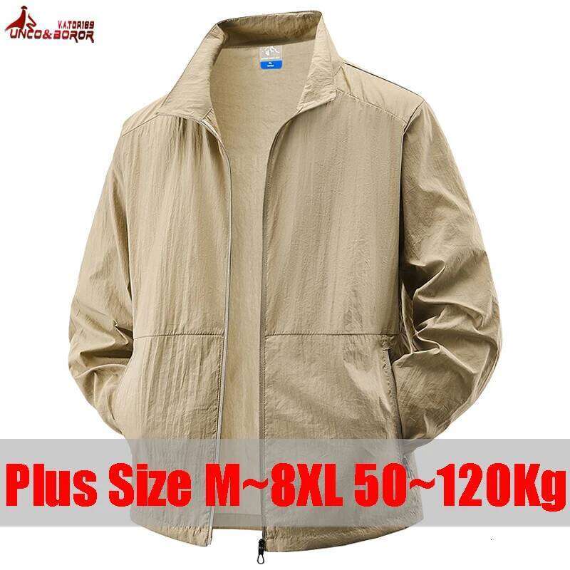 Plus Size 7XL 8XL Summer SunSkin Cycling Outdoor Gym Running Coat Men Sports Sunscreen Hiking Fishing Camping Jacket W260626