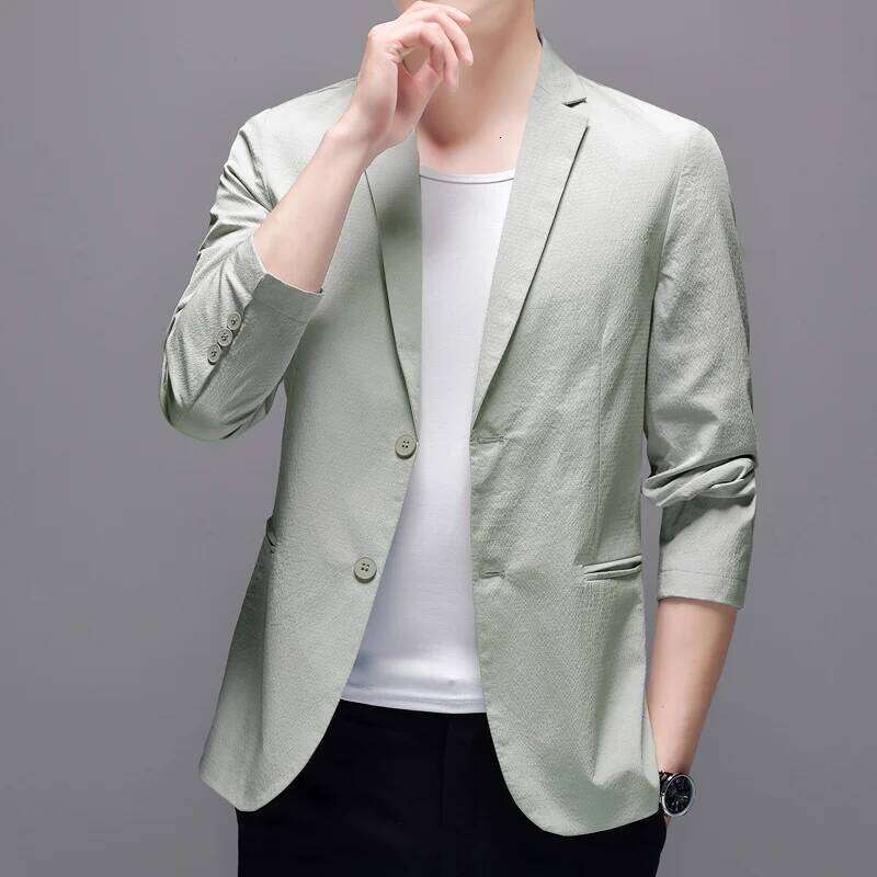 Summer Men's Thin Casual Blazer Solid Color Sunscreen Lightweight Single Suit Jacket for Daily Wear 26L0626 - view 4